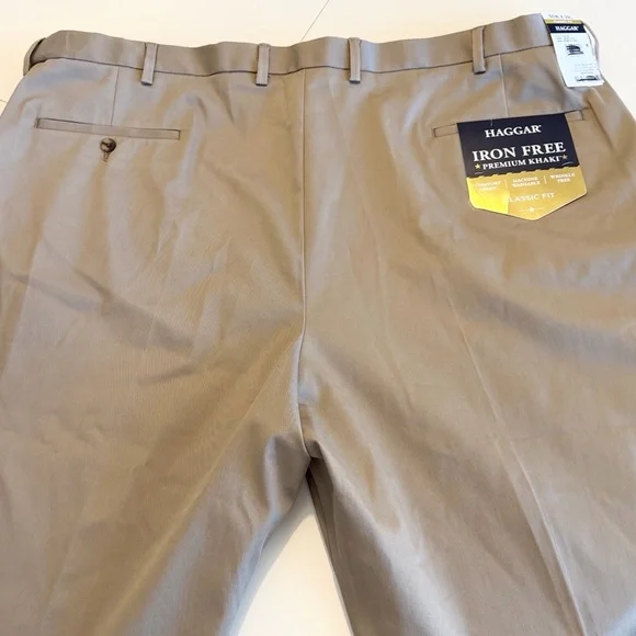 Haggar Big Men Iron Free Premium Comfort Stretch Khaki Dress Pants 50x29 - Picture 15 of 15